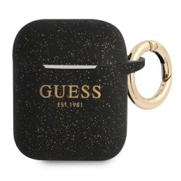 Guess Etui ochronne na słuchawki Guess do AirPods cover czarny/black Silicone Glitter