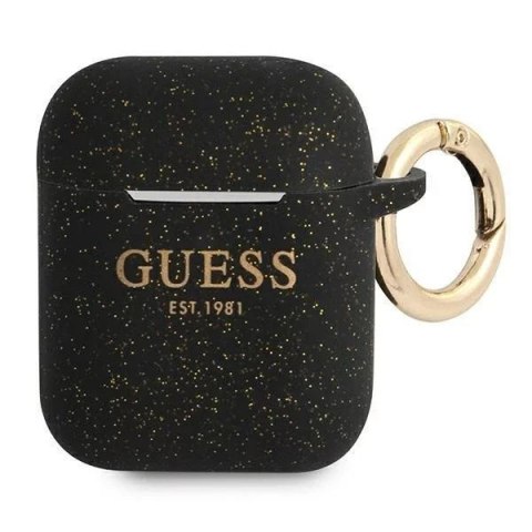 Guess Etui ochronne na słuchawki Guess do AirPods cover czarny/black Silicone Glitter Guess Etui ochronne na słuchawki Guess do AirPods cover czarny/black Silicone Glitter