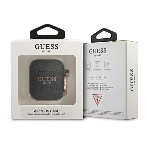 Guess Etui ochronne na słuchawki Guess do AirPods cover czarny/black Silicone Glitter Guess Etui ochronne na słuchawki Guess do AirPods cover czarny/black Silicone Glitter