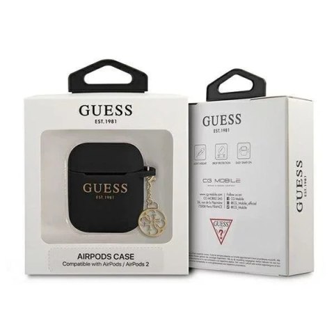 Guess Guess GUA2LSC4EK AirPods cover czarny/black Silicone Charm 4G Collection Guess Guess GUA2LSC4EK AirPods cover czarny/black Silicone Charm 4G Collection