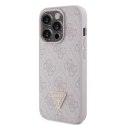 Guess Etui Guess GUHCP15LP4TDPP do iPhone 15 Pro 6.1" różowy/pink hardcase Leather 4G Triangle Strass