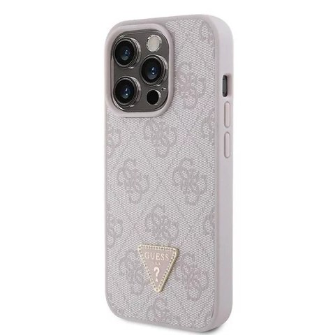 Guess Etui Guess GUHCP15LP4TDPP do iPhone 15 Pro 6.1" różowy/pink hardcase Leather 4G Triangle Strass Guess Etui Guess GUHCP15LP4TDPP do iPhone 15 Pro 6.1" różowy/pink hardcase Leather 4G Triangle Strass