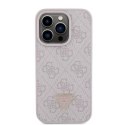 Guess Etui Guess GUHCP15LP4TDPP do iPhone 15 Pro 6.1" różowy/pink hardcase Leather 4G Triangle Strass