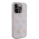 Guess Etui Guess GUHCP15LP4TDPP do iPhone 15 Pro 6.1" różowy/pink hardcase Leather 4G Triangle Strass