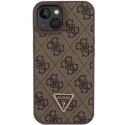 Guess Etui Guess GUHCP15SP4TDPW do iPhone 15 6.1" brązowy/brown hardcase Leather 4G Triangle Strass