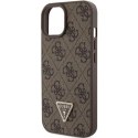 Guess Etui Guess GUHCP15SP4TDPW do iPhone 15 6.1" brązowy/brown hardcase Leather 4G Triangle Strass