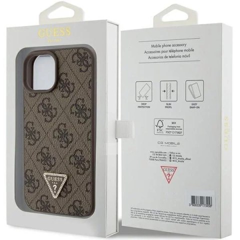 Guess Etui Guess GUHCP15SP4TDPW do iPhone 15 6.1" brązowy/brown hardcase Leather 4G Triangle Strass Guess Etui Guess GUHCP15SP4TDPW do iPhone 15 6.1" brązowy/brown hardcase Leather 4G Triangle Strass
