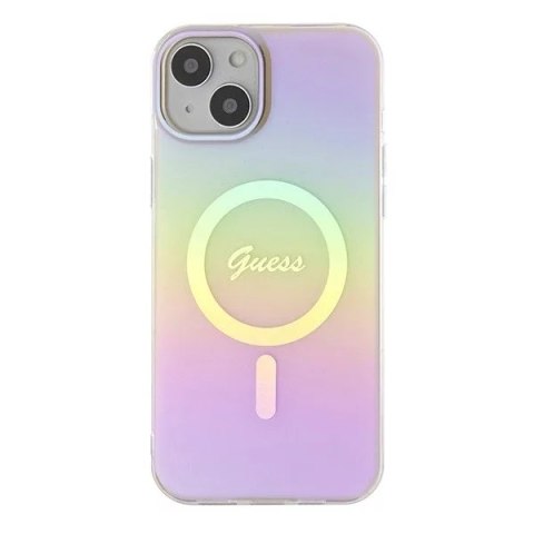 Guess Etui Guess GUHMP15MHITSP do iPhone 15 Plus 6.7" hardcase IML Iridescent MagSafe różowy/pink Guess Etui Guess GUHMP15MHITSP do iPhone 15 Plus 6.7" hardcase IML Iridescent MagSafe różowy/pink