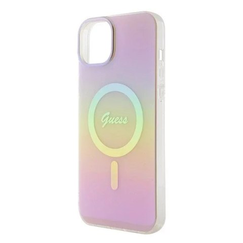 Guess Etui Guess GUHMP15MHITSP do iPhone 15 Plus 6.7" hardcase IML Iridescent MagSafe różowy/pink Guess Etui Guess GUHMP15MHITSP do iPhone 15 Plus 6.7" hardcase IML Iridescent MagSafe różowy/pink