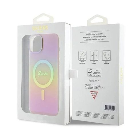 Guess Etui Guess GUHMP15MHITSP do iPhone 15 Plus 6.7" hardcase IML Iridescent MagSafe różowy/pink Guess Etui Guess GUHMP15MHITSP do iPhone 15 Plus 6.7" hardcase IML Iridescent MagSafe różowy/pink