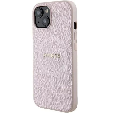 Guess Etui Guess GUHMP15MPSAHMCP do iPhone 15 Plus 6.7" hardcase Saffiano MagSafe różowy/pink Guess Etui Guess GUHMP15MPSAHMCP do iPhone 15 Plus 6.7" hardcase Saffiano MagSafe różowy/pink