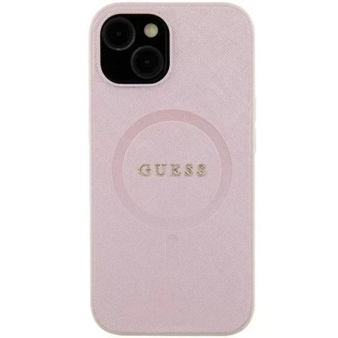 Guess Etui Guess GUHMP15MPSAHMCP do iPhone 15 Plus 6.7" hardcase Saffiano MagSafe różowy/pink Guess Etui Guess GUHMP15MPSAHMCP do iPhone 15 Plus 6.7" hardcase Saffiano MagSafe różowy/pink
