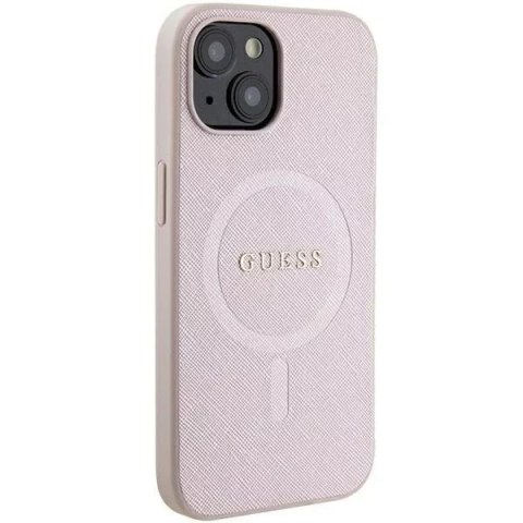 Guess Etui Guess GUHMP15MPSAHMCP do iPhone 15 Plus 6.7" hardcase Saffiano MagSafe różowy/pink Guess Etui Guess GUHMP15MPSAHMCP do iPhone 15 Plus 6.7" hardcase Saffiano MagSafe różowy/pink