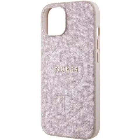 Guess Etui Guess GUHMP15MPSAHMCP do iPhone 15 Plus 6.7" hardcase Saffiano MagSafe różowy/pink Guess Etui Guess GUHMP15MPSAHMCP do iPhone 15 Plus 6.7" hardcase Saffiano MagSafe różowy/pink