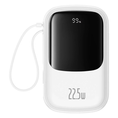 Baseus Powerbank Baseus Qpow Pro+ 20000mAh 22.5W z wbudowanym kablem USB-C i wyświetlaczem - biały Baseus Powerbank Baseus Qpow Pro+ 20000mAh 22.5W z wbudowanym kablem USB-C i wyświetlaczem - biały