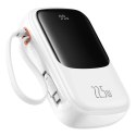 Baseus Powerbank Baseus Qpow Pro+ 20000mAh 22.5W z wbudowanym kablem USB-C i wyświetlaczem - biały