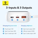 Baseus Powerbank Baseus Qpow Pro+ 20000mAh 22.5W z wbudowanym kablem USB-C i wyświetlaczem - biały