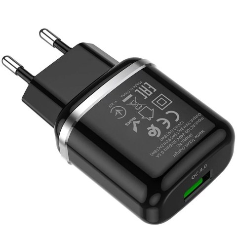 Hoco Ładowarka sieciowa HOCO USB A QC3.0 3A 18W N3 czarna Hoco Ładowarka sieciowa HOCO USB A QC3.0 3A 18W N3 czarna