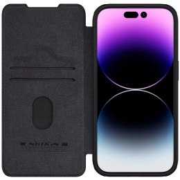 Nillkin Skórzane etui z klapką osłoną aparatu do iPhone 15 Pro Max Nillkin Qin Pro Leather - czarne
