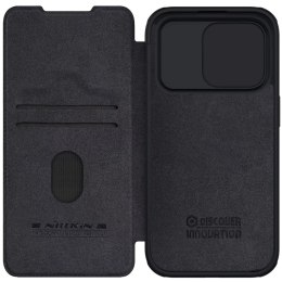 Nillkin Skórzane etui z klapką osłoną aparatu do iPhone 15 Pro Max Nillkin Qin Pro Leather - czarne