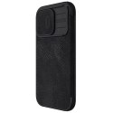 Nillkin Skórzane etui z klapką osłoną aparatu do iPhone 15 Pro Max Nillkin Qin Pro Leather - czarne