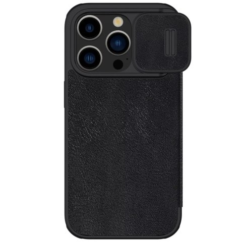 Nillkin Skórzane etui z klapką osłoną aparatu do iPhone 15 Pro Max Nillkin Qin Pro Leather - czarne Nillkin Skórzane etui z klapką osłoną aparatu do iPhone 15 Pro Max Nillkin Qin Pro Leather - czarne