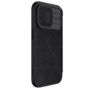 Nillkin Skórzane etui z klapką osłoną aparatu do iPhone 15 Pro Max Nillkin Qin Pro Leather - czarne