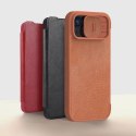 Nillkin Skórzane etui z klapką osłoną aparatu do iPhone 15 Pro Max Nillkin Qin Pro Leather - czarne