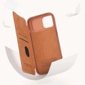 Nillkin Skórzane etui z klapką osłoną aparatu do iPhone 15 Pro Max Nillkin Qin Pro Leather - czarne