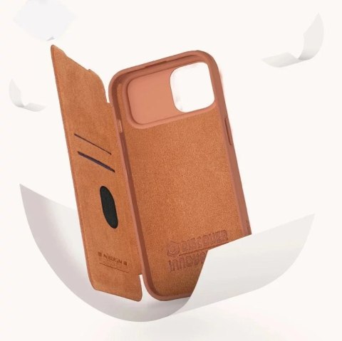Nillkin Skórzane etui z klapką osłoną aparatu do iPhone 15 Pro Max Nillkin Qin Pro Leather - czarne Nillkin Skórzane etui z klapką osłoną aparatu do iPhone 15 Pro Max Nillkin Qin Pro Leather - czarne