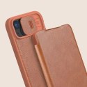 Nillkin Skórzane etui z klapką osłoną aparatu do iPhone 15 Pro Max Nillkin Qin Pro Leather - czarne