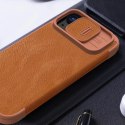 Nillkin Skórzane etui z klapką osłoną aparatu do iPhone 15 Pro Max Nillkin Qin Pro Leather - czarne