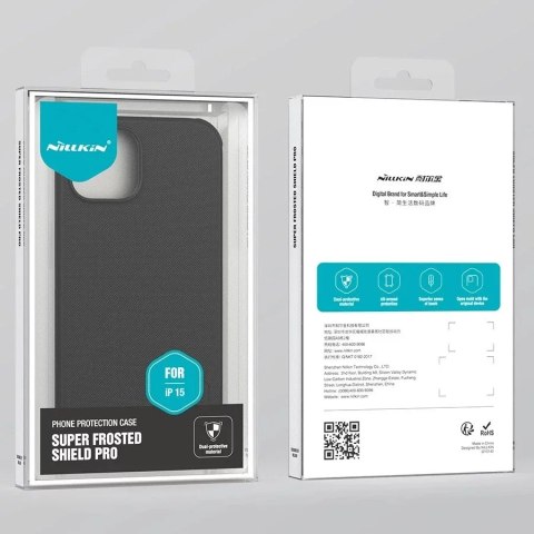 Nillkin Wzmocnione etui Nillkin Super Frosted Shield Pro do iPhone 15 - czarne Nillkin Wzmocnione etui Nillkin Super Frosted Shield Pro do iPhone 15 - czarne