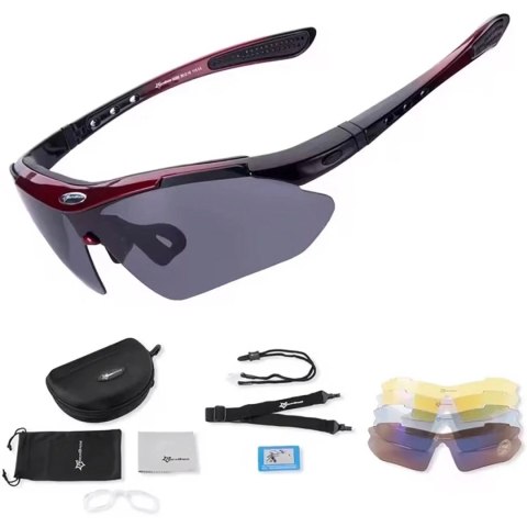 RockBros Okulary rowerowe Rockbros 10001 polaryzujące - czarno-czerwone RockBros Okulary rowerowe Rockbros 10001 polaryzujące - czarno-czerwone