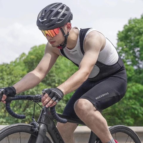 RockBros Spodenki rowerowe Rockbros RK20024XL krótkie na szelkach z wkładką XXXXL - czarne RockBros Spodenki rowerowe Rockbros RK20024XL krótkie na szelkach z wkładką XXXXL - czarne