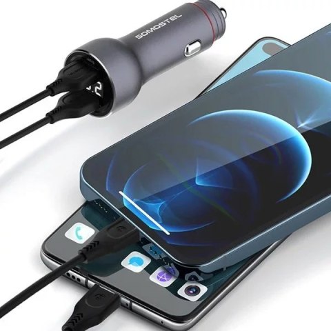 Somostel Ładowarka samochodowa Somostel SMS-A89 Quick Charge QC 3.0 30W Aluminium 2X USB Czerwony Somostel Ładowarka samochodowa Somostel SMS-A89 Quick Charge QC 3.0 30W Aluminium 2X USB Czerwony
