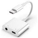 Alogy Adapter USB-C do Mini Jack 3.5mm i USB-C Kabel AUX Alogy do Apple iPhone USB-C Biały