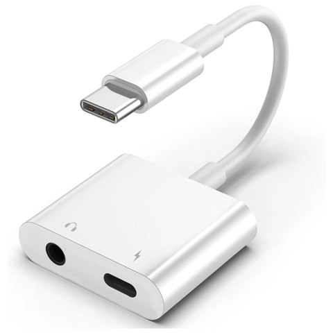 Alogy Adapter USB-C do Mini Jack 3.5mm i USB-C Kabel AUX Alogy do Apple iPhone USB-C Biały Alogy Adapter USB-C do Mini Jack 3.5mm i USB-C Kabel AUX Alogy do Apple iPhone USB-C Biały