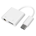 Alogy Adapter USB-C do Mini Jack 3.5mm i USB-C Kabel AUX Alogy do Apple iPhone USB-C Biały