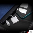 Alogy Adapter USB-C do Mini Jack 3.5mm i USB-C Kabel AUX Alogy do Apple iPhone USB-C Biały