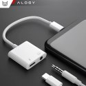Alogy Adapter USB-C do Mini Jack 3.5mm i USB-C Kabel AUX Alogy do Apple iPhone USB-C Biały