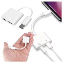 Alogy Adapter USB-C do Mini Jack 3.5mm i USB-C Kabel AUX Alogy do Apple iPhone USB-C Biały