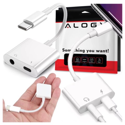 Alogy Adapter USB-C do Mini Jack 3.5mm i USB-C Kabel AUX Alogy do Apple iPhone USB-C Biały Alogy Adapter USB-C do Mini Jack 3.5mm i USB-C Kabel AUX Alogy do Apple iPhone USB-C Biały