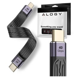 Alogy Kabel USB-C krótki 13cm Alogy Wydajny 240W 40Gbps z Obsługą 8K/60Hz Czarny
