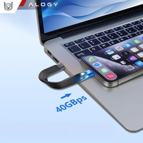 Alogy Kabel USB-C krótki 13cm Alogy Wydajny 240W 40Gbps z Obsługą 8K/60Hz Czarny Alogy Kabel USB-C krótki 13cm Alogy Wydajny 240W 40Gbps z Obsługą 8K/60Hz Czarny