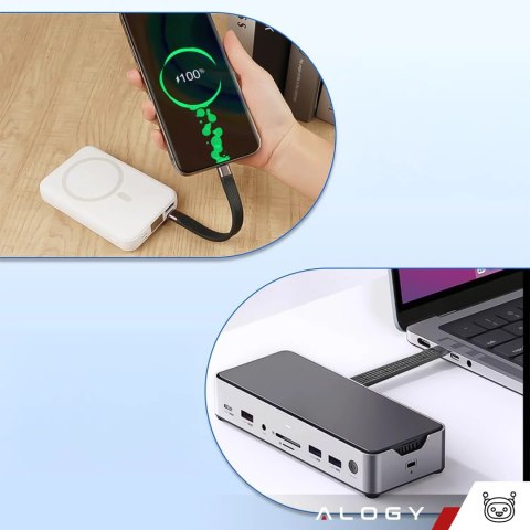 Alogy Kabel USB-C krótki 13cm Alogy Wydajny 240W 40Gbps z Obsługą 8K/60Hz Czarny Alogy Kabel USB-C krótki 13cm Alogy Wydajny 240W 40Gbps z Obsługą 8K/60Hz Czarny