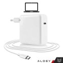 Alogy Ładowarka Zasilacz do Apple MacBook Alogy Universal Charger Kabel 2m USB-C do USB-C Szybkie ładowanie PowerDelivery PD 87W Biały