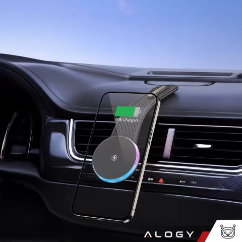 Alogy Uchwyt samochodowy Alogy Car Holder do MagSafe z ładowaniem indukcyjnym 2w1 15W Czarny Alogy Uchwyt samochodowy Alogy Car Holder do MagSafe z ładowaniem indukcyjnym 2w1 15W Czarny