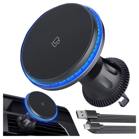 Alogy Uchwyt samochodowy Alogy Car Holder do MagSafe z ładowaniem indukcyjnym 2w1 15W do kratki Czarny Alogy Uchwyt samochodowy Alogy Car Holder do MagSafe z ładowaniem indukcyjnym 2w1 15W do kratki Czarny
