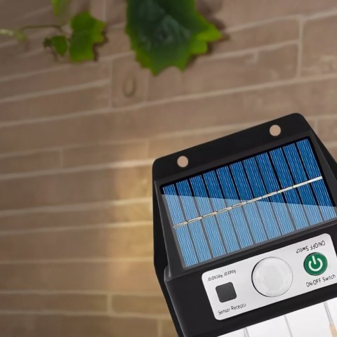 4kom.pl Lampa Solarna elewacyjna Kinkiet LED 60 na ścianę domu ogrodowa Barwa Ciepła 2 żarówki Czarna 4kom.pl Lampa Solarna elewacyjna Kinkiet LED 60 na ścianę domu ogrodowa Barwa Ciepła 2 żarówki Czarna